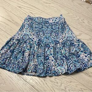 Lilly Pulitzer Blue and White Patterned Mini Skirt